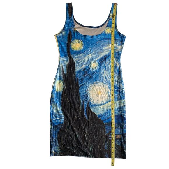 Starry Night Women's Dress Small Form Fitting Van Gogh Artsy Bodycon Summer - Picture 4 of 6